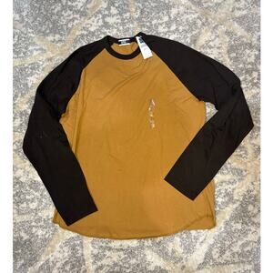 Gap long sleeve dark brown tan baseball tee shirt men's size large